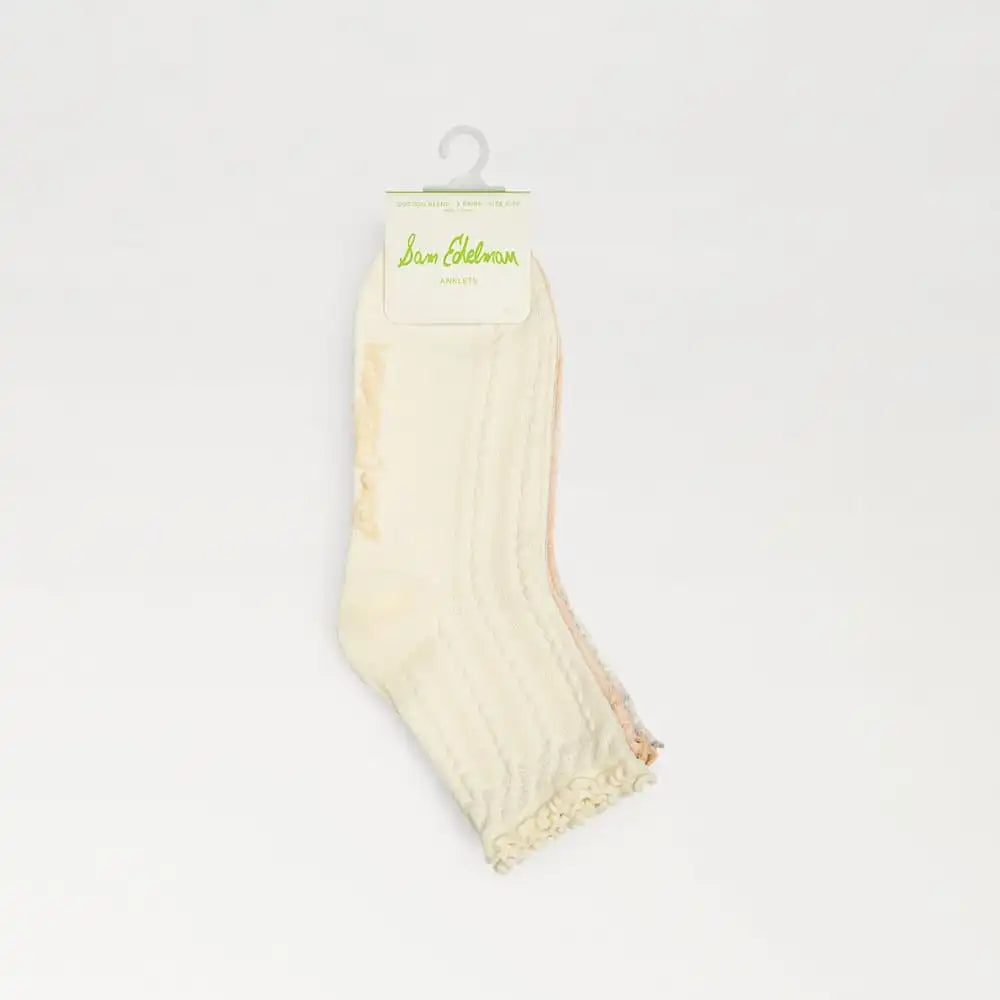 3 Pack Cotton Blend Pointelle Midanklet