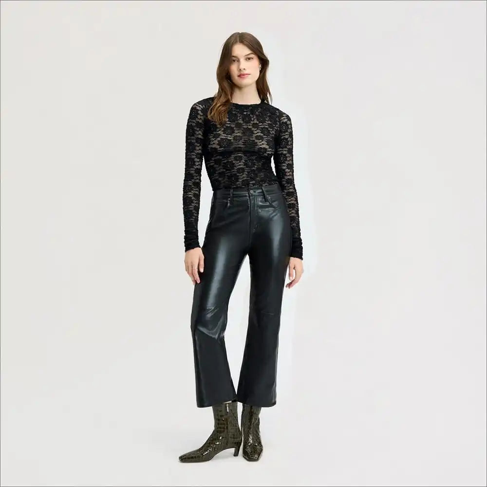 Long Sleeve Lace Crew Neck