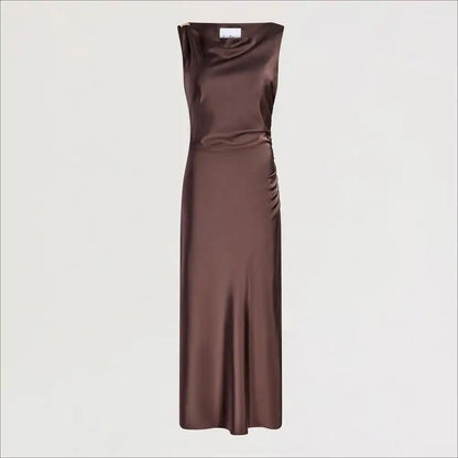 Ruched Satin Maxi Dress