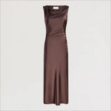 Ruched Satin Maxi Dress